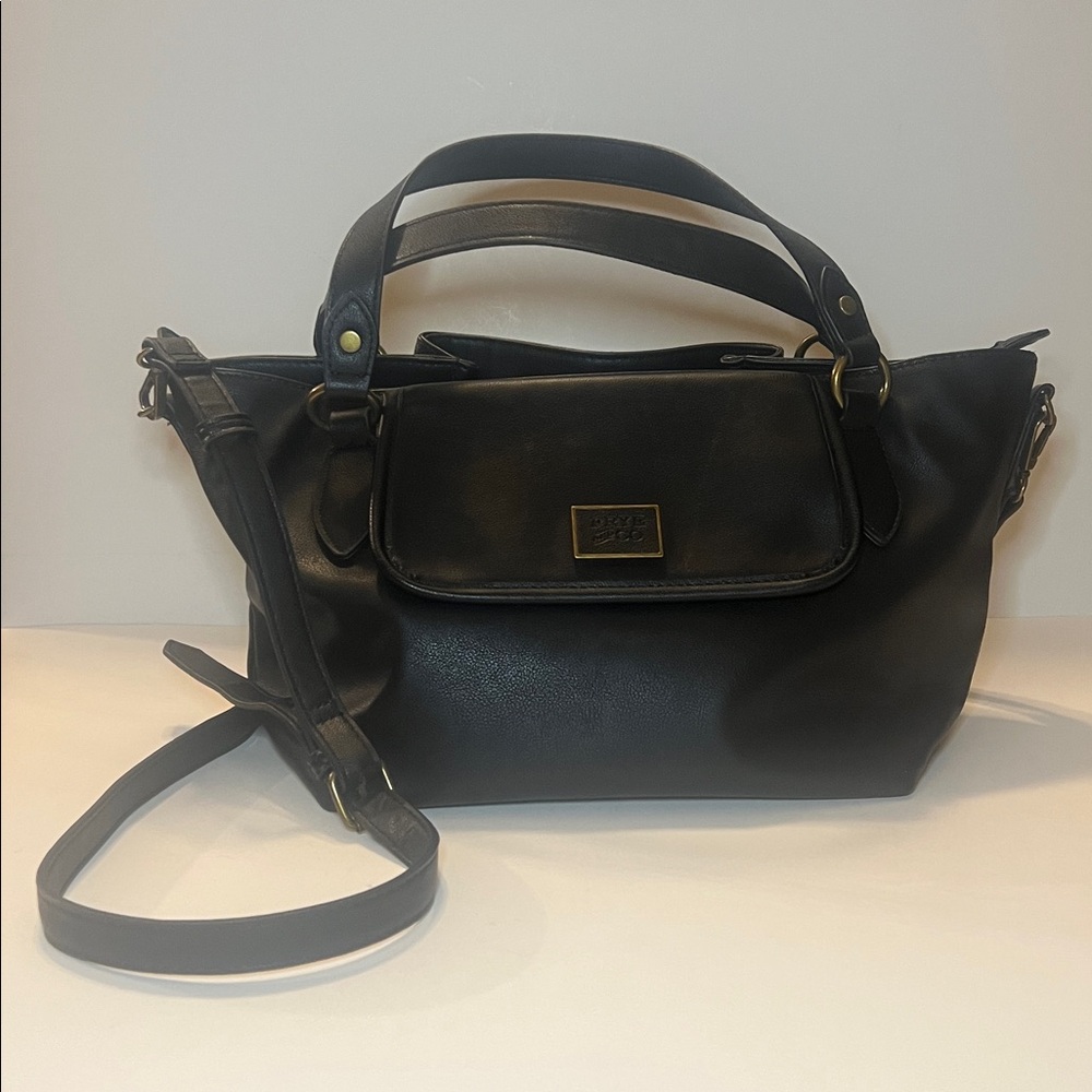 Frey & Co. Black Satchel Bag Adjustable & Removable Strap Gold Hardware Everyday